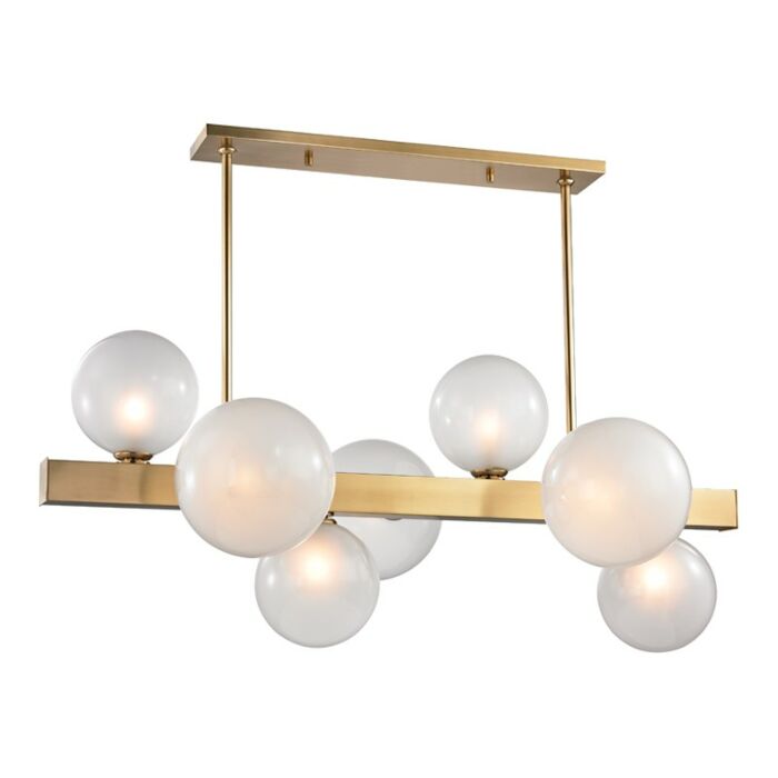 Hudson Valley Hinsdale 7 Light 21 Inch Kitchen Island Light in Aged Brass
