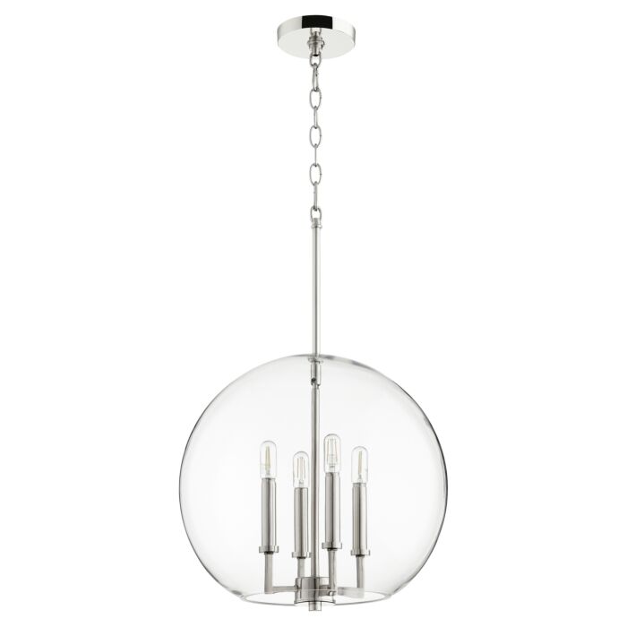 Quorum Globe Pendant 4 Light 16 Inch Pendant Light in Polished Nickel