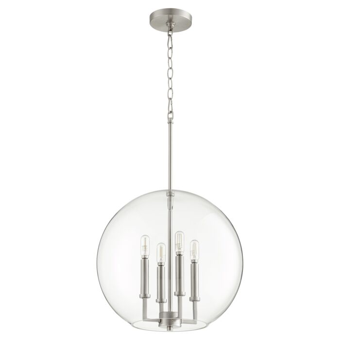 Quorum Globe Pendant 4 Light 16 Inch Pendant Light in Satin Nickel