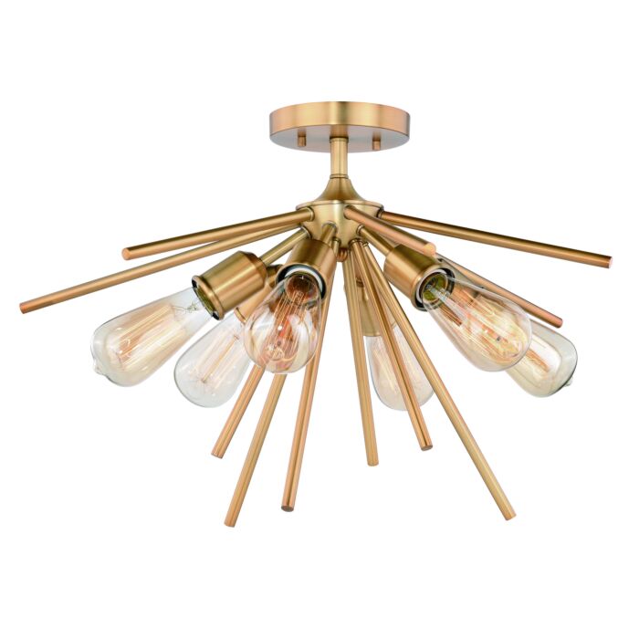 Estelle 6-Light Semi-Flush Mount in Natural Brass