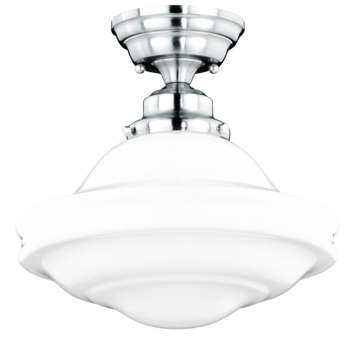 Huntley 1-Light Semi-Flush Mount in Satin Nickel