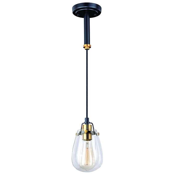 Kassidy 1-Light Mini Pendant in Black and Natural Brass