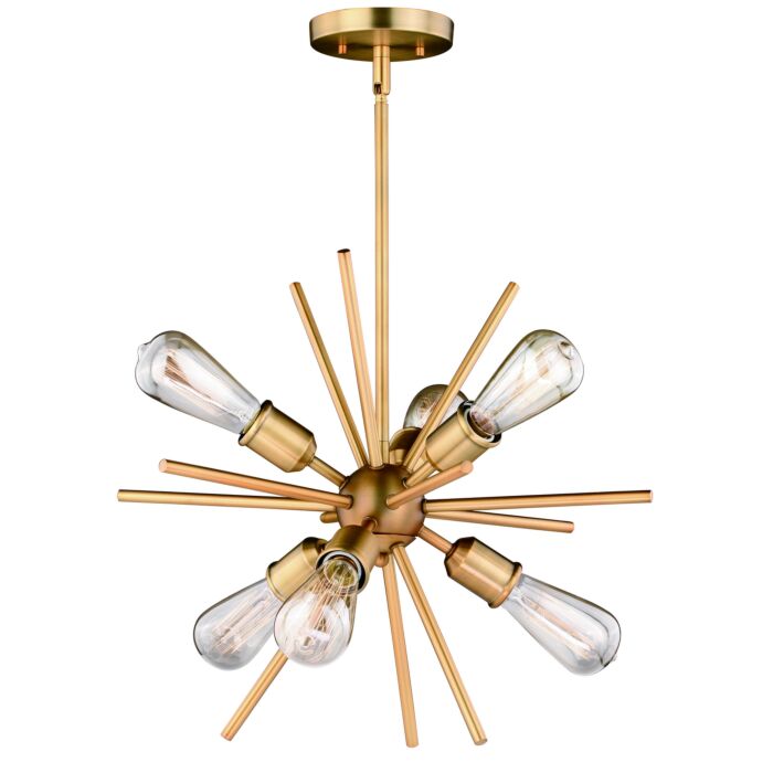 Estelle 6-Light Pendant in Natural Brass