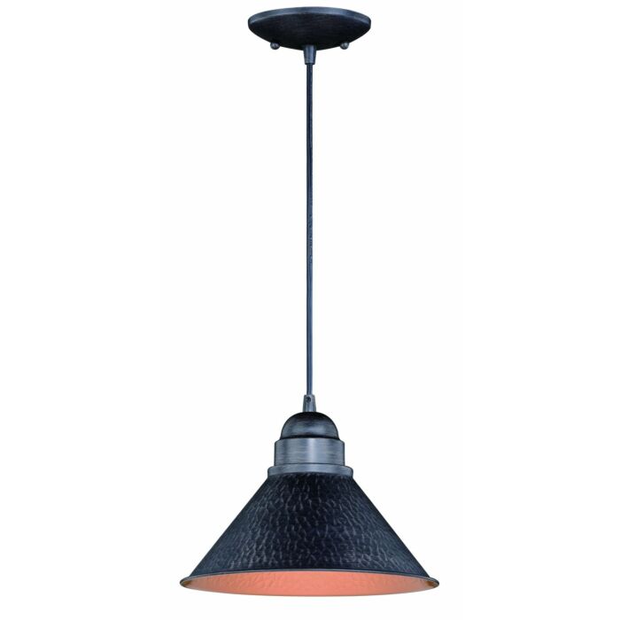 Outland 1-Light Outdoor Pendant in Aged Iron and Light Gold