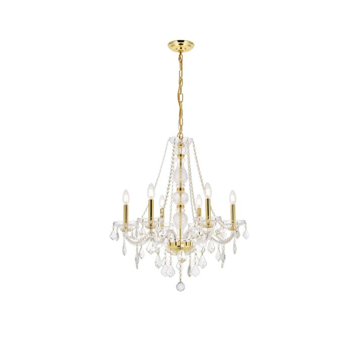 Verona 6-Light Chandelier in Gold