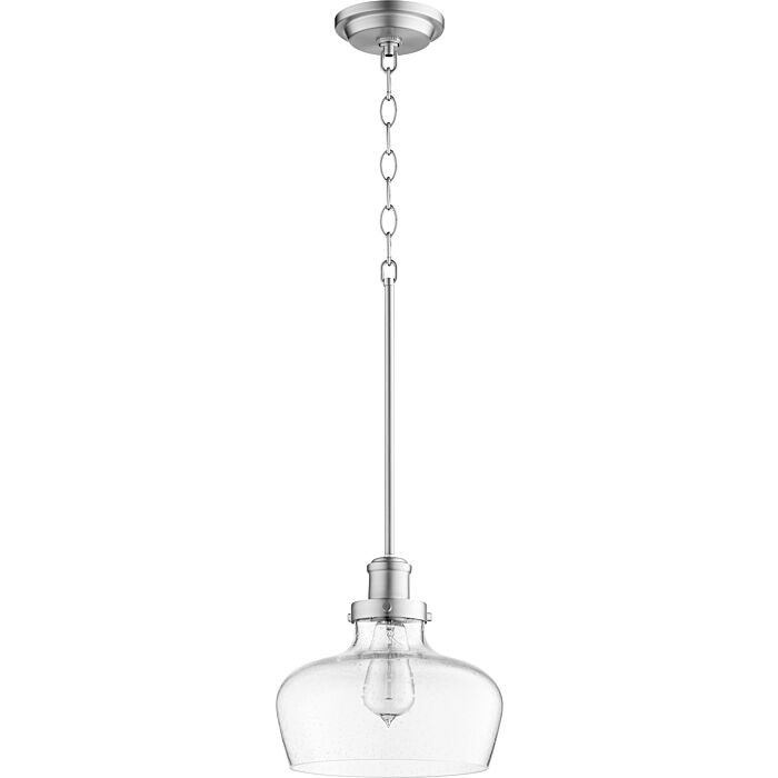 Quorum Transitional Glass Pendant Light in Satin Nickel