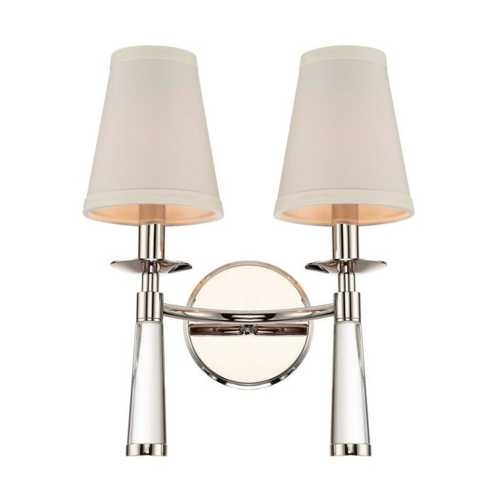 Crystorama Baxter 2 Light 15 Inch Wall Sconce in Polished Nickel