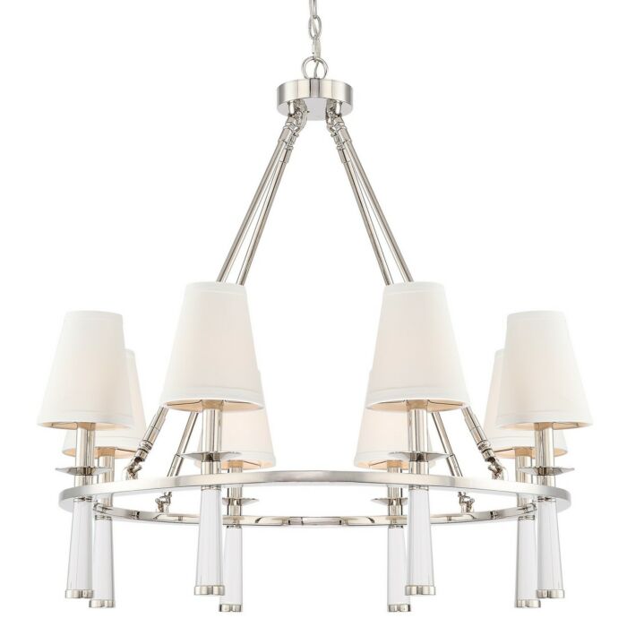 Crystorama Baxter 8 Light 31 Inch Modern Chandelier in Polished Nickel