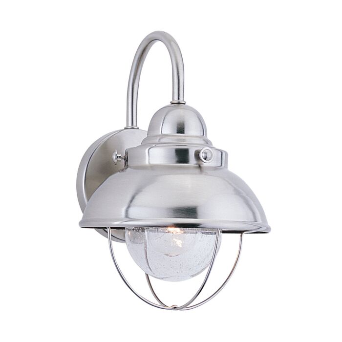 Sea Gull Sebring 11 Inch Outdoor Wall Light in Brushed Stainless