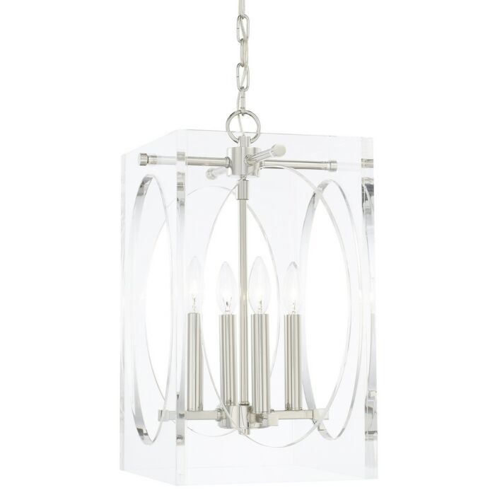 Crystorama Drake 4 Light 20 Inch Modern Chandelier in Polished Nickel