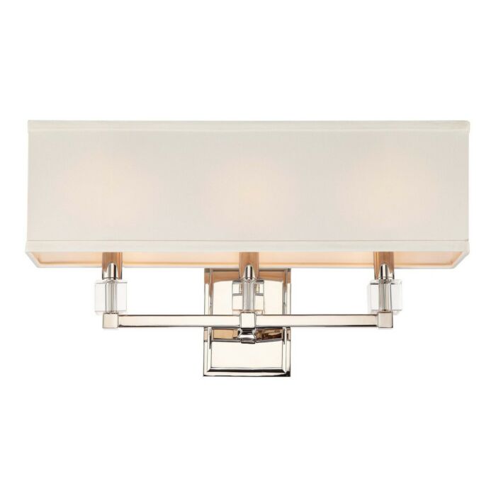 Crystorama Dixon 3 Light 25 Inch Bathroom Vanity Light in Polished Nickel with Crystal Cubes Crystals