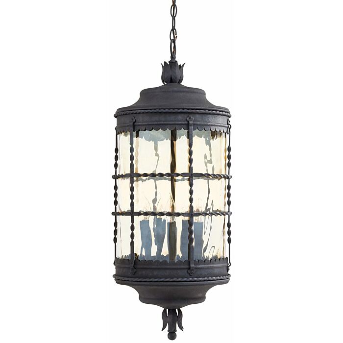 The Great Outdoors Mallorca 5 Light 32 Inch Outdoor Hanging Light in Spanish Iron