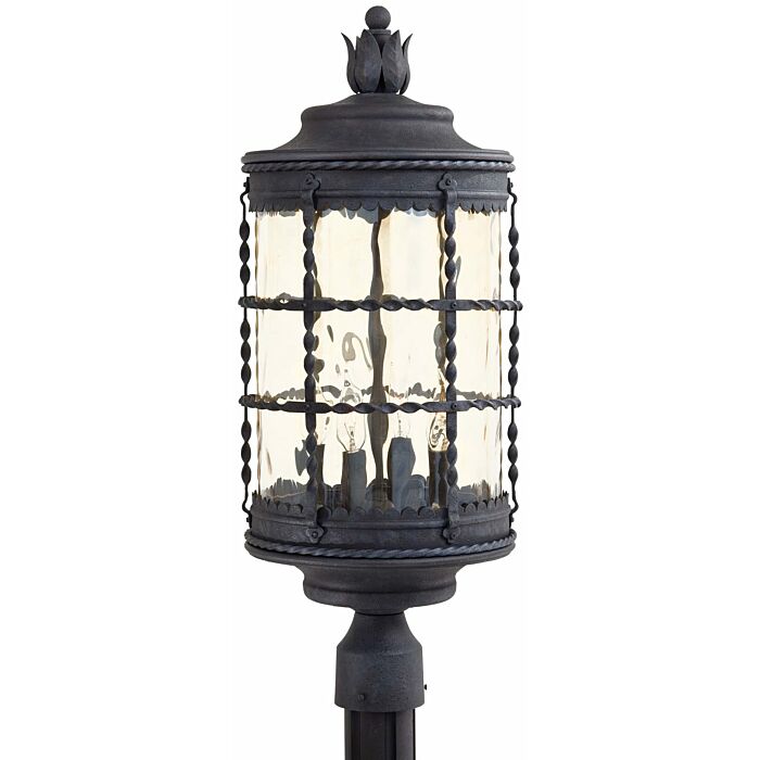The Great Outdoors Mallorca 4 Light 26 Inch Outdoor Post Light in Spanish Iron