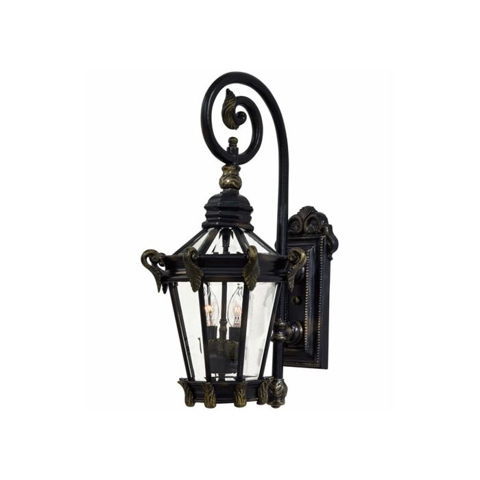 The Great Outdoors Stratford Hall 2 Light 25 Inch Outdoor Wall Light in Heritage with Gold Highlights
