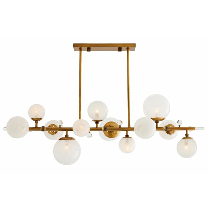Arteriors Troon 12 Light Linear Chandelier in Antique Brass