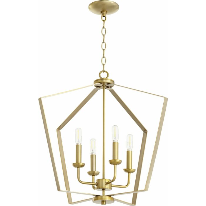 Quorum Quorum Home 4 Light 23 Inch Foyer Light in Aged Brass