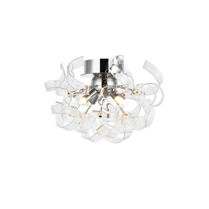 Ritz 4-Light Flush Mount with Wall Sconce in Chrome