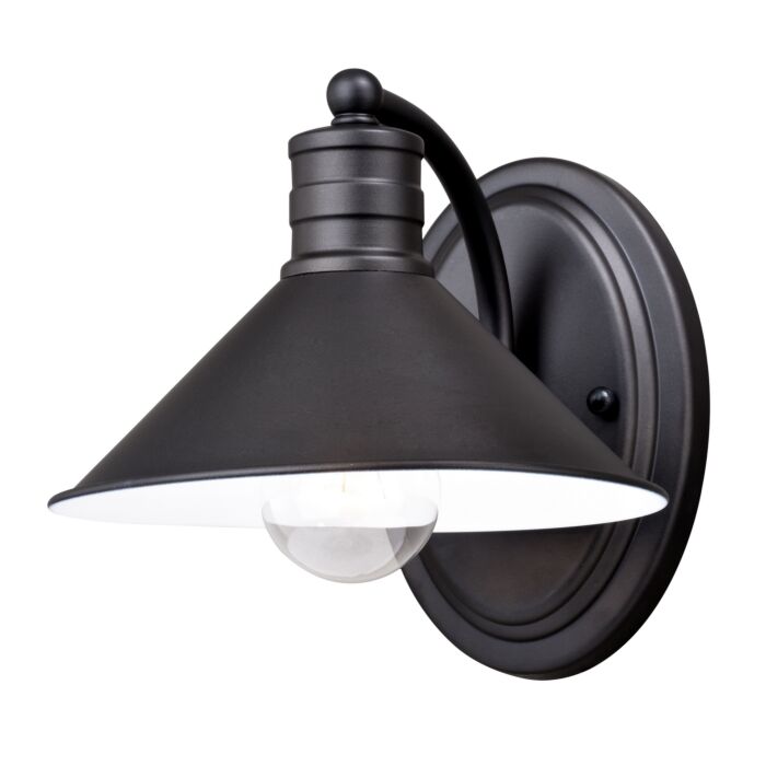 Akron 1-Light Bathroom Vanity Light in Oil Rubbed Bronze and Matte White