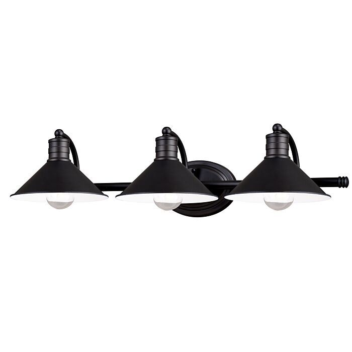 Akron 3-Light Bathroom Vanity Light in Oil Rubbed Bronze and Matte White