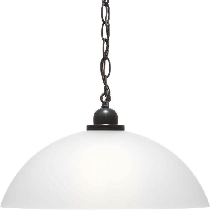 Classic Dome Pendant 1-Light Pendant in Antique Bronze