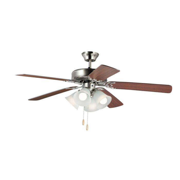 Maxim Transitional 4 Light 52 Inch Indoor Ceiling Fan in Satin Nickel and Walnut and Pecan