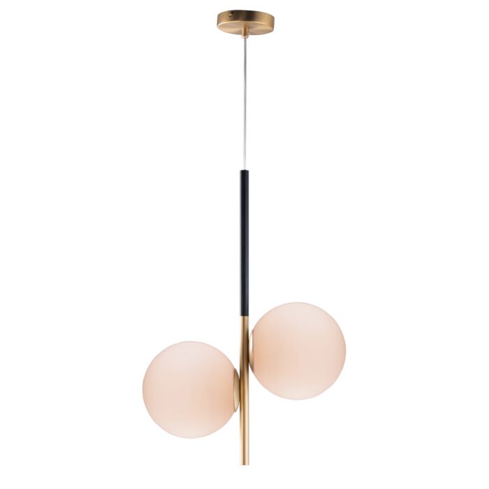 Vesper 2-Light Pendant in Satin Brass with Black