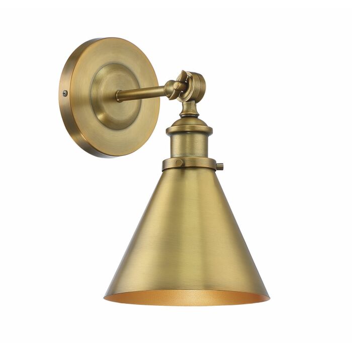 Savoy House Glenn 1 Light Adjustable Wall Sconce in Warm Brass