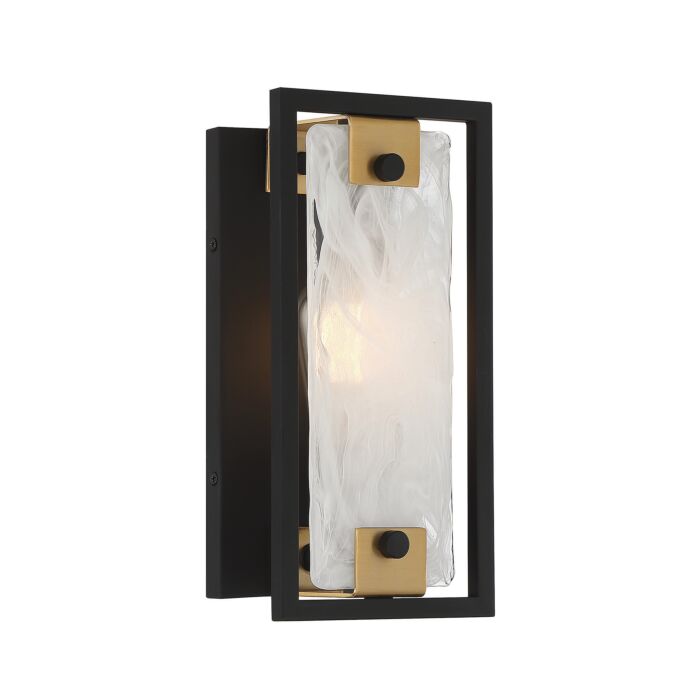 Savoy House Hayward 1 Light Wall Sconce in Matte Black with Warm Brass Accents