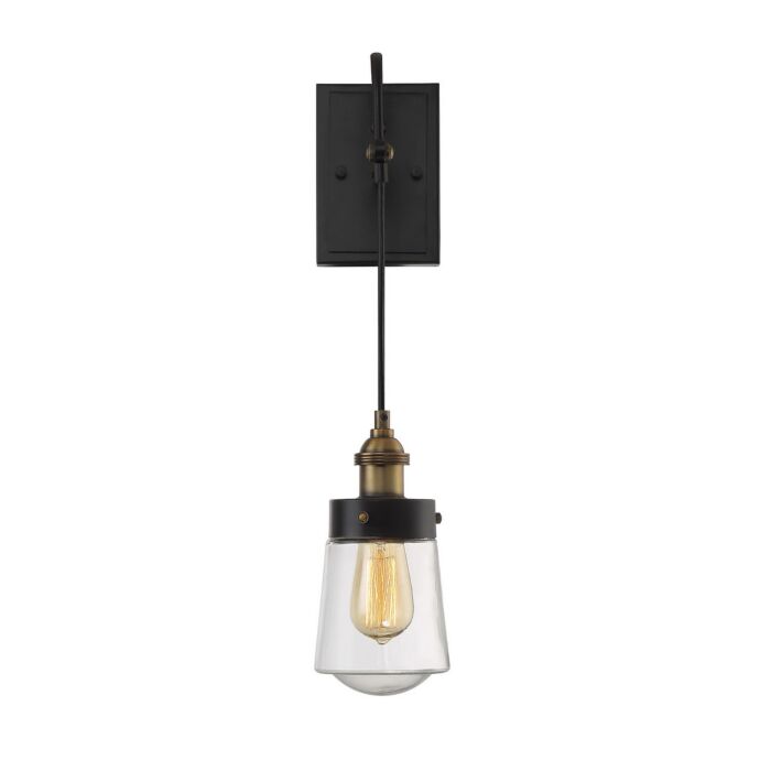 Savoy House Macauley 1 Light Wall Sconce in Vintage Black with Warm Brass