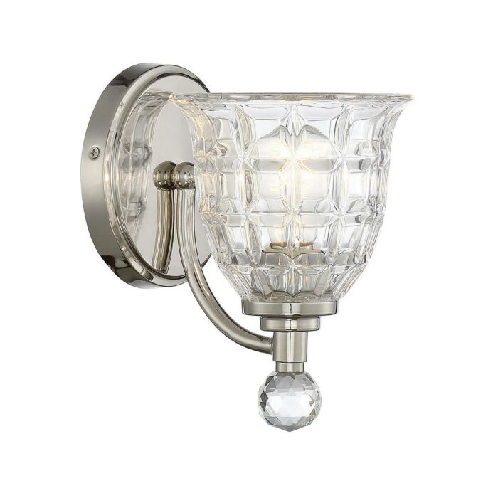 Savoy House Birone 1 Light Wall Sconce in Polished Nickel