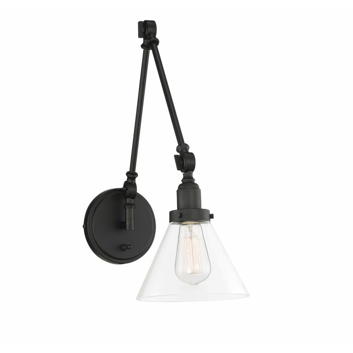 Savoy House Drake 1 Light Adjustable Wall Sconce in Matte Black