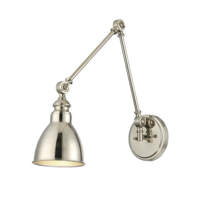 Savoy House Dakota 1 Light Adjustable Wall Sconce in Polished Nickel