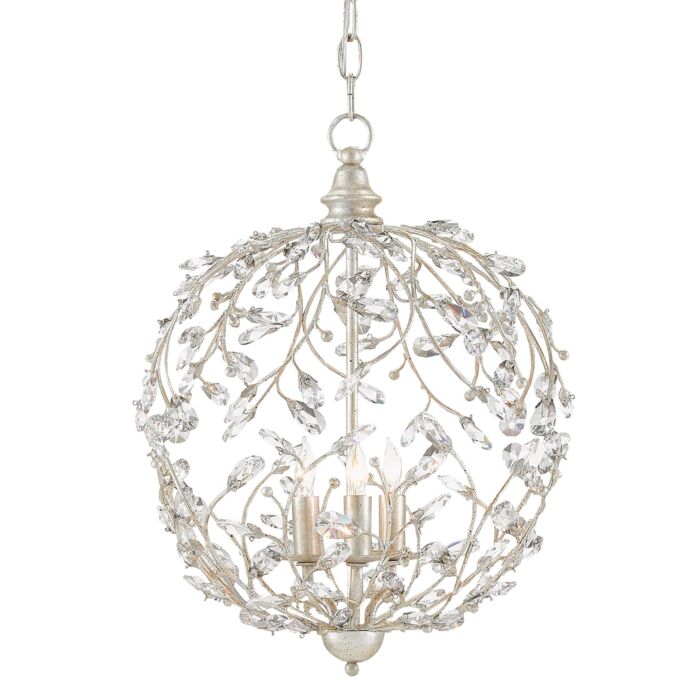 Currey & Company Crystal Bud Orb Chandelier in Silver Granello