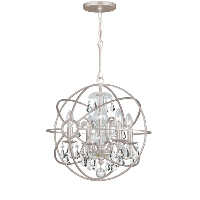 Crystorama Solaris 4 Light 19 Inch Mini Chandelier in Olde Silver with Clear Hand Cut Crystals