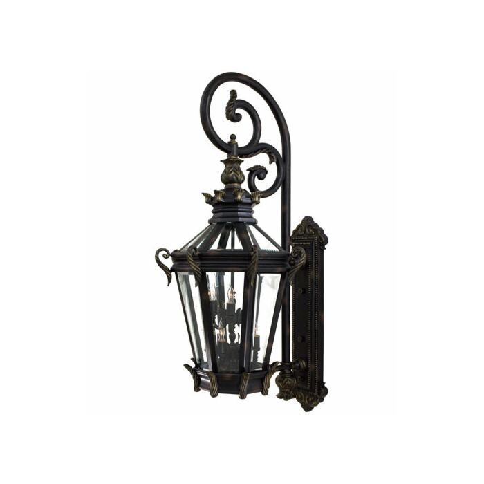 The Great Outdoors Stratford Hall 9 Light 63 Inch Outdoor Wall Light in Heritage with Gold Highlights