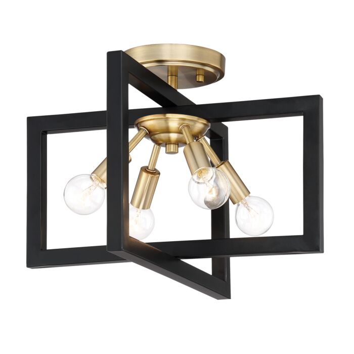 Xander 4-Light Semi-Flush Mount in Aged Warm Brass