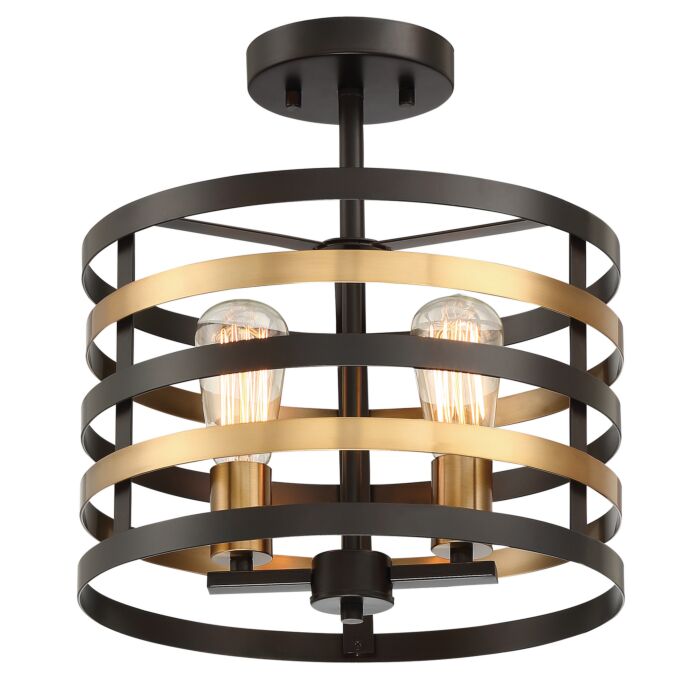 Mya 2-Light Semi-Flush Mount in Antique Bronze
