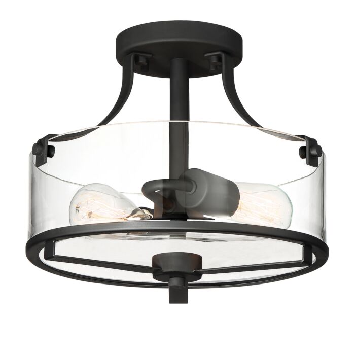 Jedrek 2-Light Semi-Flush Mount in Black
