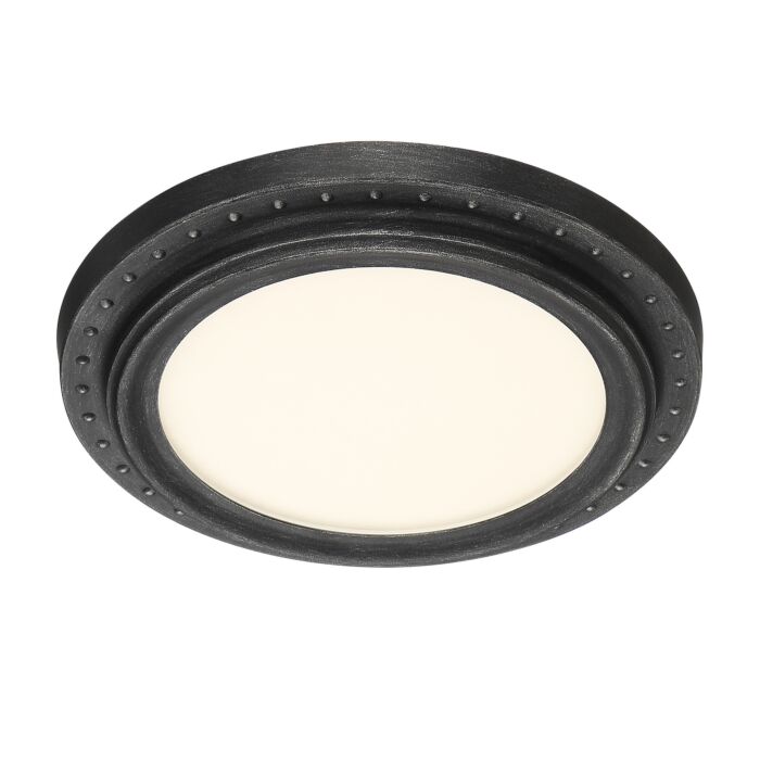 Deco Edge 1-Light LED Flushmount in Weathered Pewter