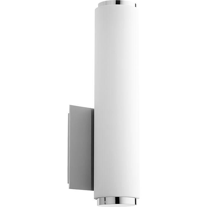 Quorum Transitional 13 Inch Wall Sconce in Polished Nickel with Matte White Acrylic