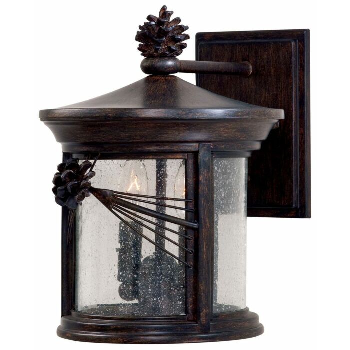 The Great Outdoors Abbey Lane 2 Light 12 Inch Outdoor Wall Light in Iron Oxide