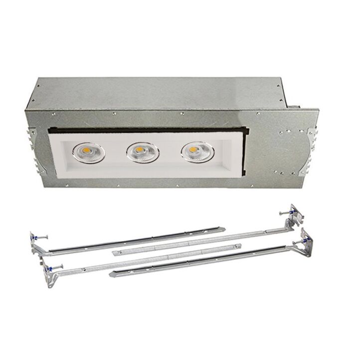 LED Three Light New Construction Housing with Trim and Light Engine