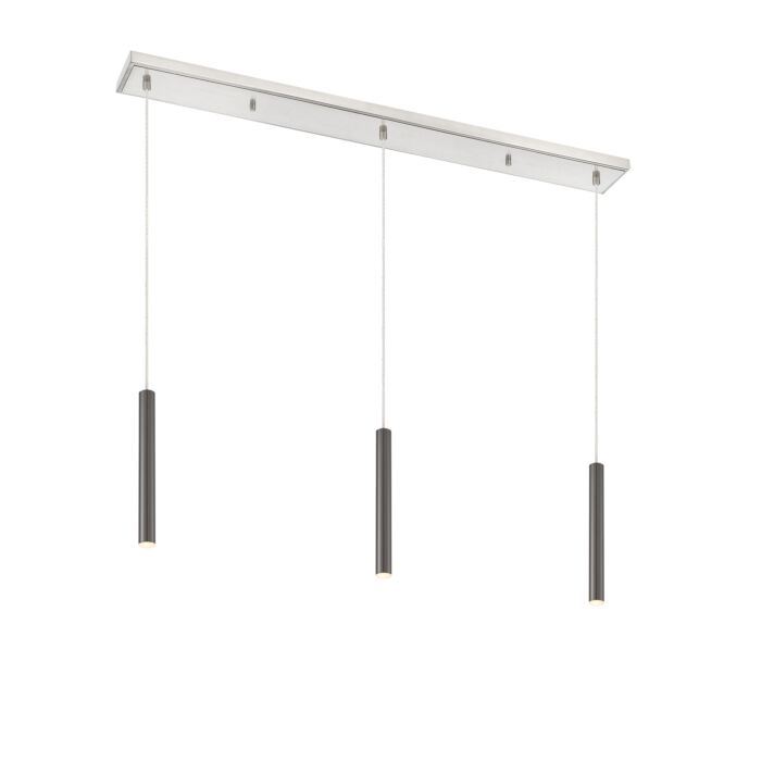 Z Lite Forest 3 Light Linear Pendant Light In Brushed Nickel
