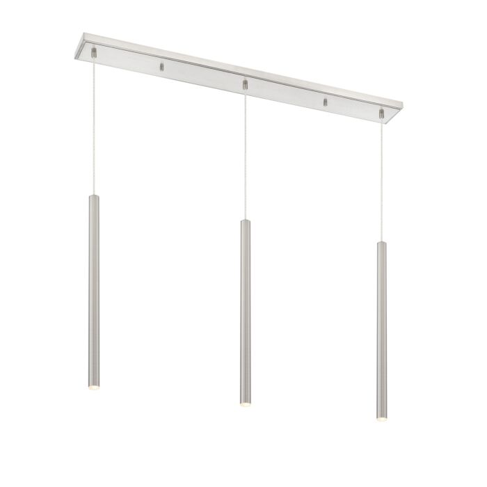 Z Lite Forest 3 Light Linear Pendant Light In Brushed Nickel