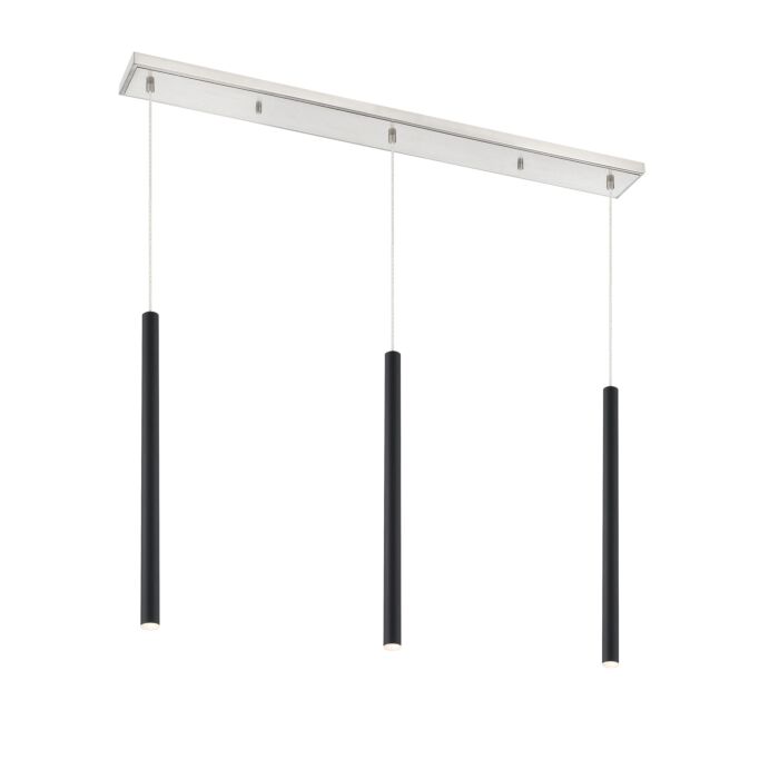 Z Lite Forest 3 Light Linear Pendant Light In Brushed Nickel