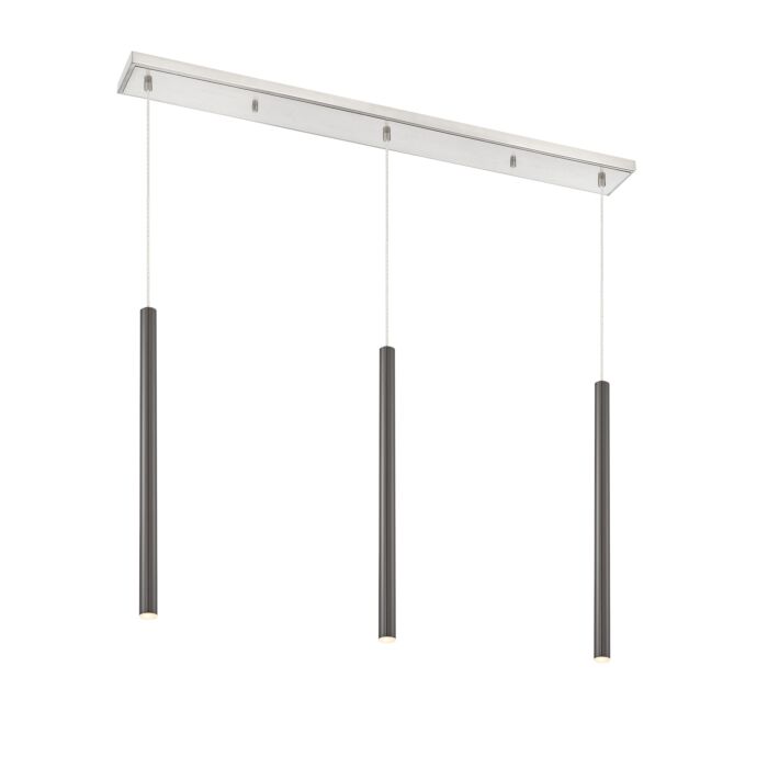 Z Lite Forest 3 Light Linear Pendant Light In Brushed Nickel