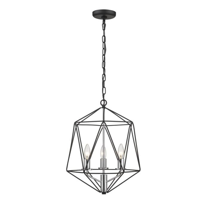 Z Lite Geo 3 Light Chandelier In Matte Black With Chrome