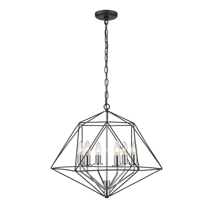 Z Lite Geo 6 Light Chandelier In Matte Black With Chrome