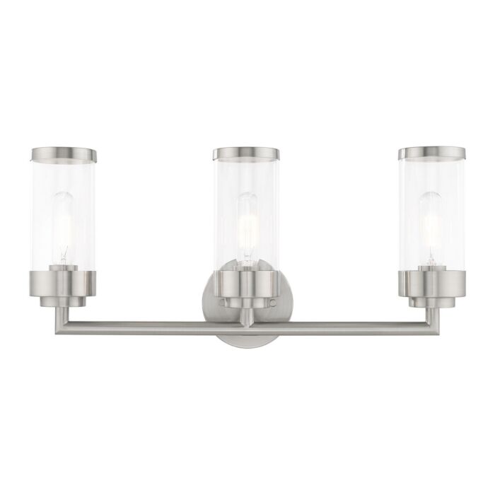 Hillcrest 3-Light Bathroom Vanity Light in Brushed Nickel