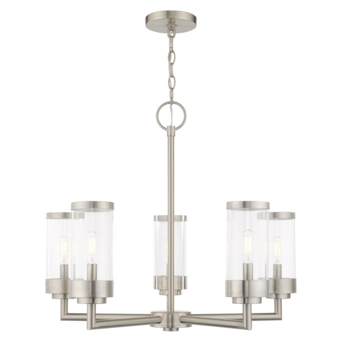 Hillcrest 5-Light Outdoor Chandelier in Brushed Nickel